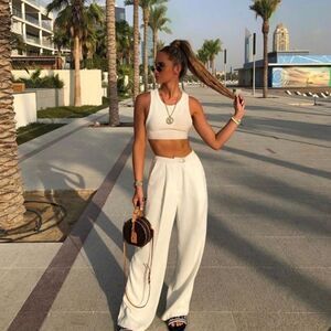 Cream  loose slacks